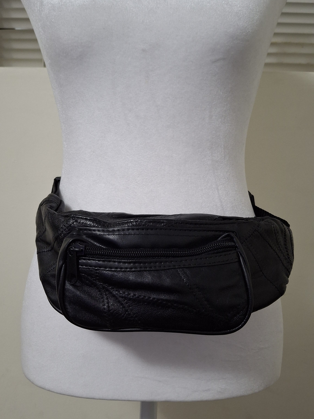 Black Leather Belt Bag Waist Pack